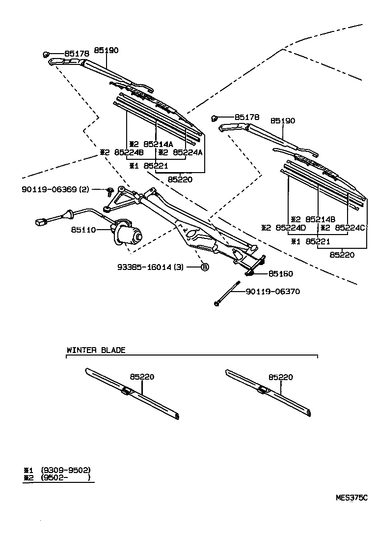 85212-30241 BLADE ASSY, WINDSHIELD WIPER product image