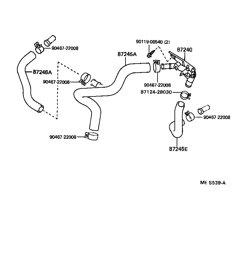 87245-3A540 HOSE, HEATER WATER, OUTLET A product image