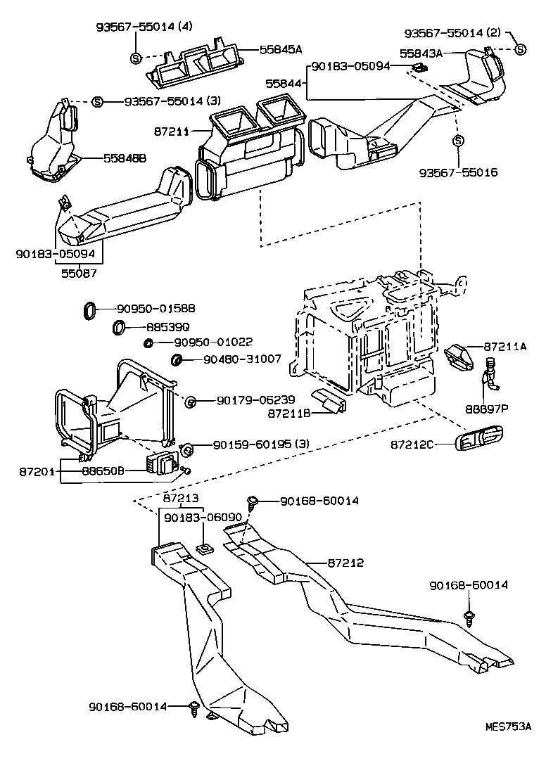 55843-30160 DUCT, HEATER TO REGISTER, NO.1 product image