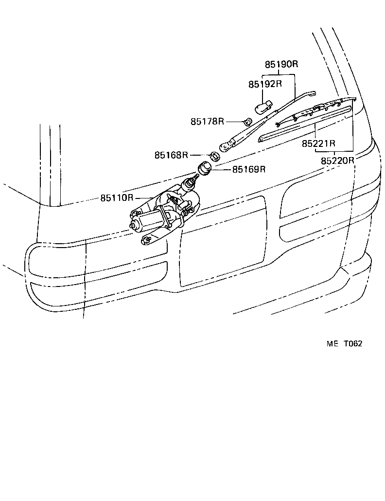 85130-28040 MOTOR ASSY, REAR WIPER product image