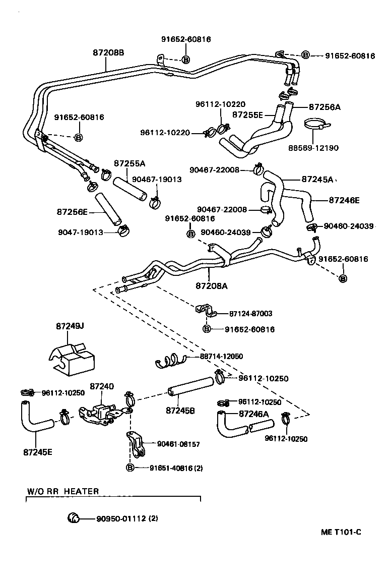 87245-28380 HOSE, REAR HEATER WATER OUTLET, E (TO ENGINE) product image