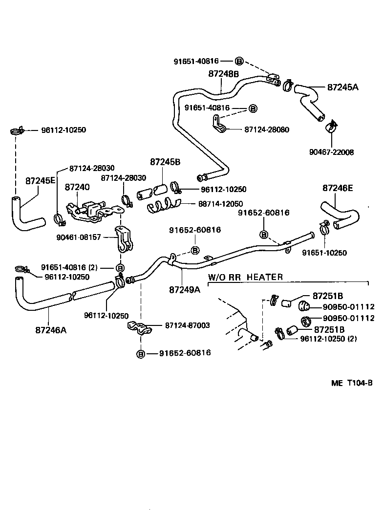 87208-28410 PIPE SUB-ASSY, HEATER WATER, A product image