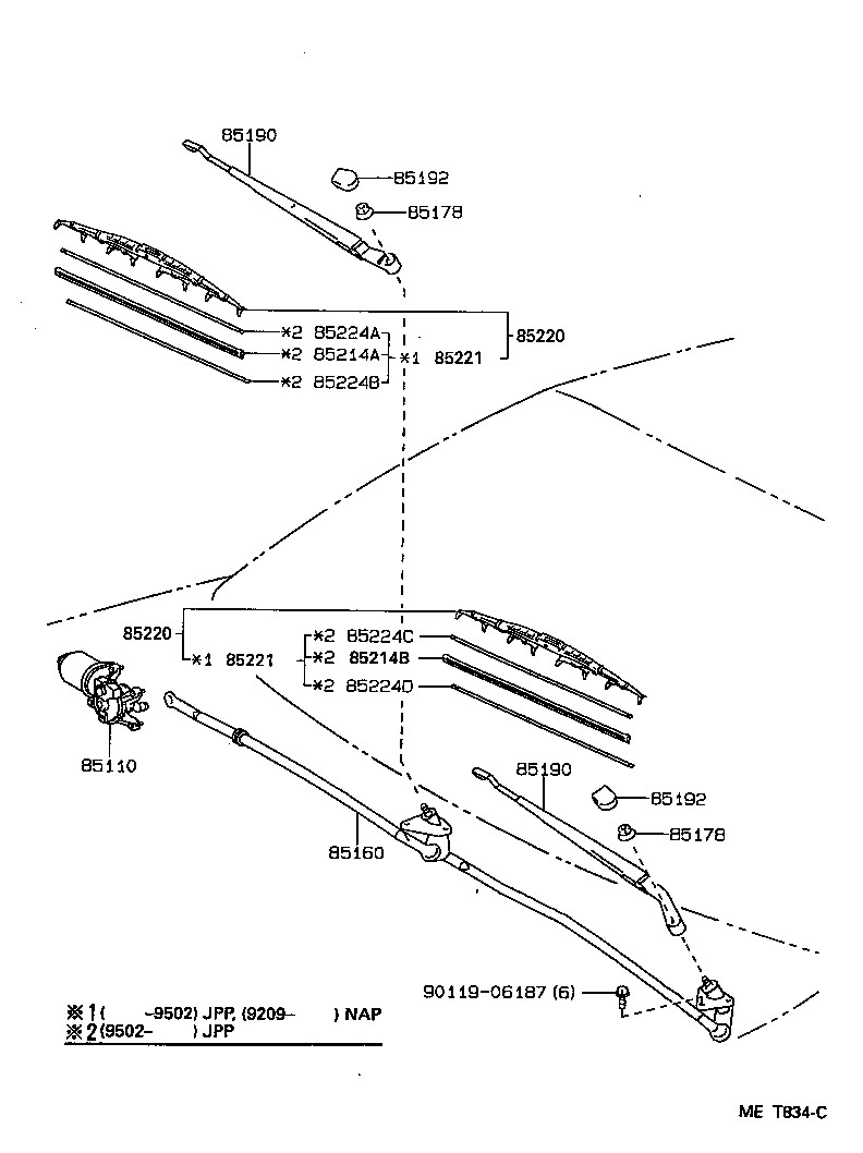85214-02010 RUBBER, WIPER, RH product image