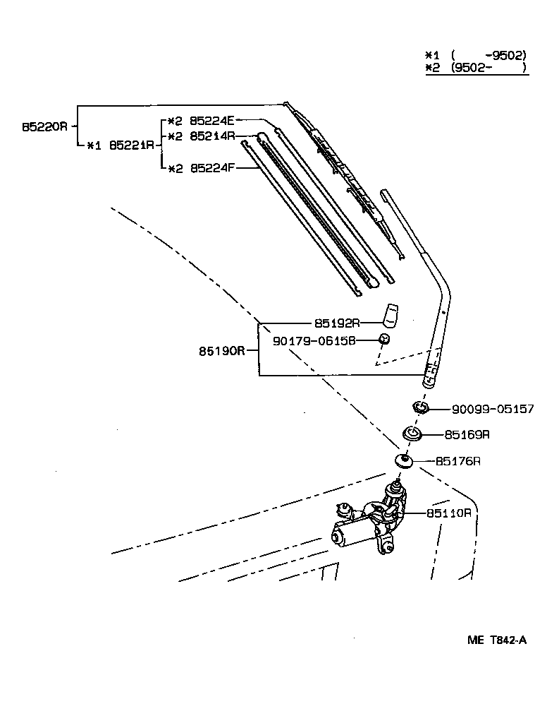 85242-12040 BLADE ASSY, REAR WIPER product image