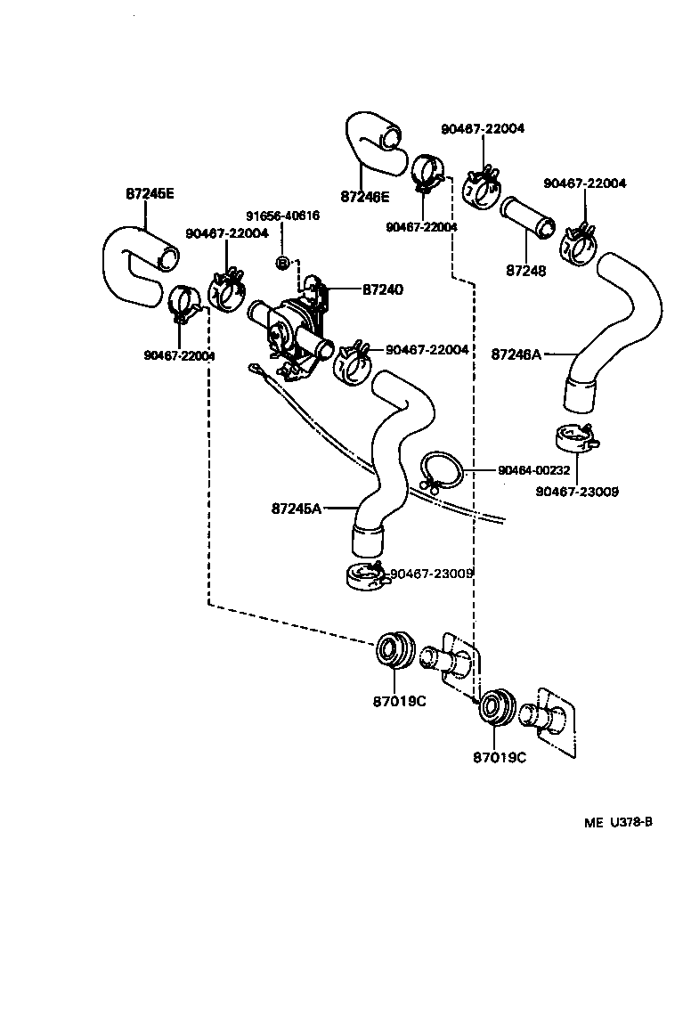 87245-34010 HOSE, HEATER WATER, INLET A product image