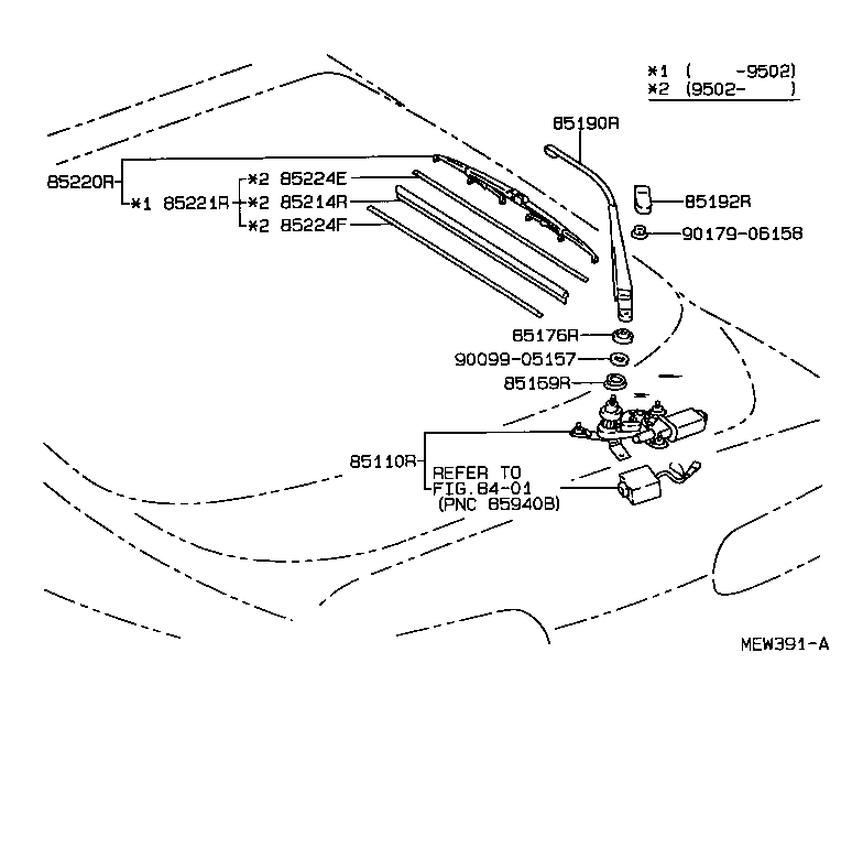 85242-14020 BLADE ASSY, REAR WIPER product image