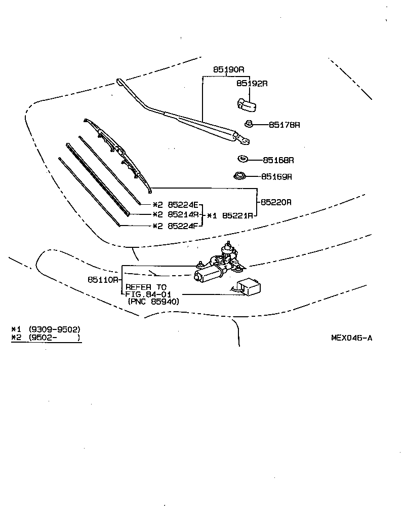 85242-20080 BLADE ASSY, REAR WIPER product image