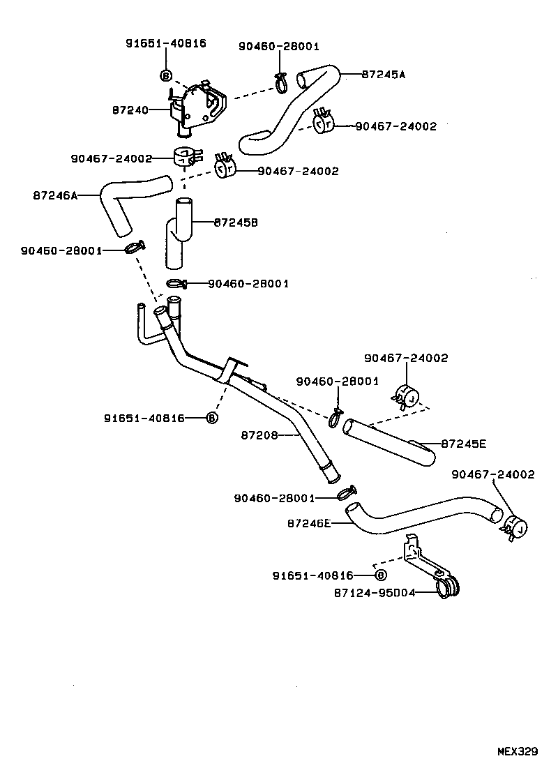 87208-28510 PIPE SUB-ASSY, HEATER WATER product image