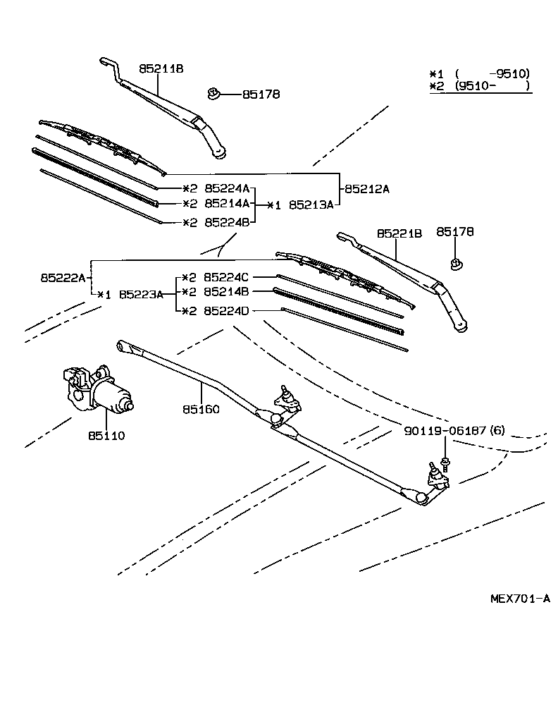 85214-07010 RUBBER, WIPER BLADE, RH product image