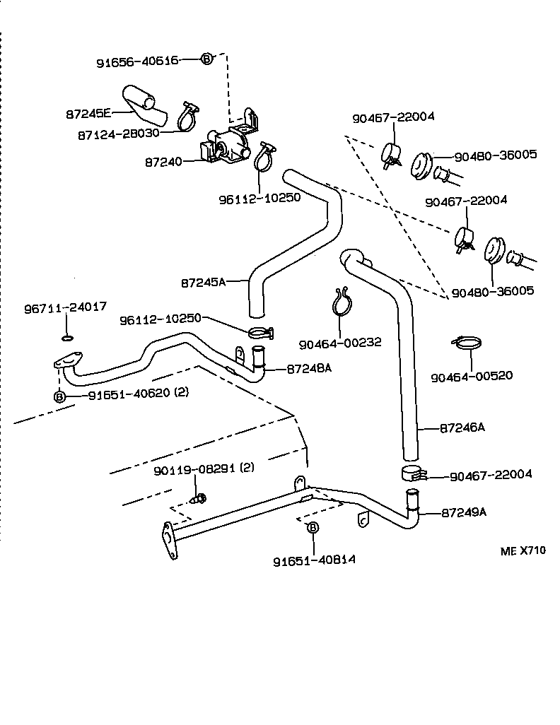 87245-89186 HOSE, REAR HEATER WATER OUTLET, E (TO ENGINE) product image