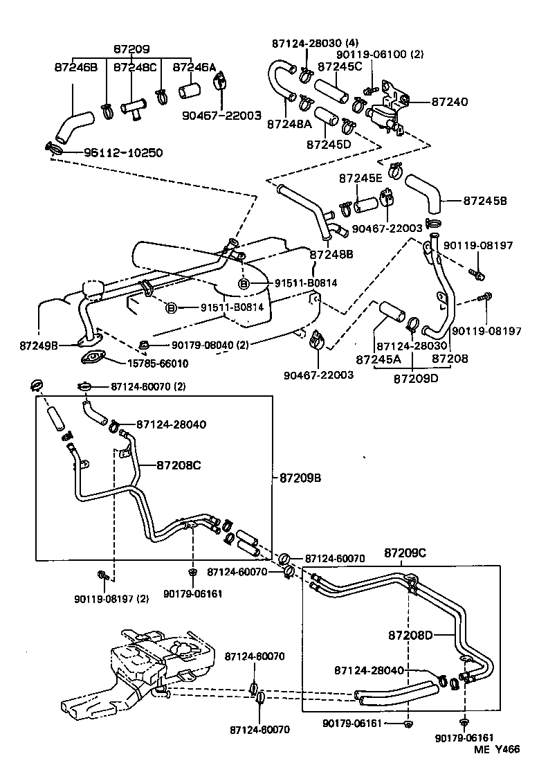87209-60130 PIPE SUB-ASSY, HEATER WATER product image