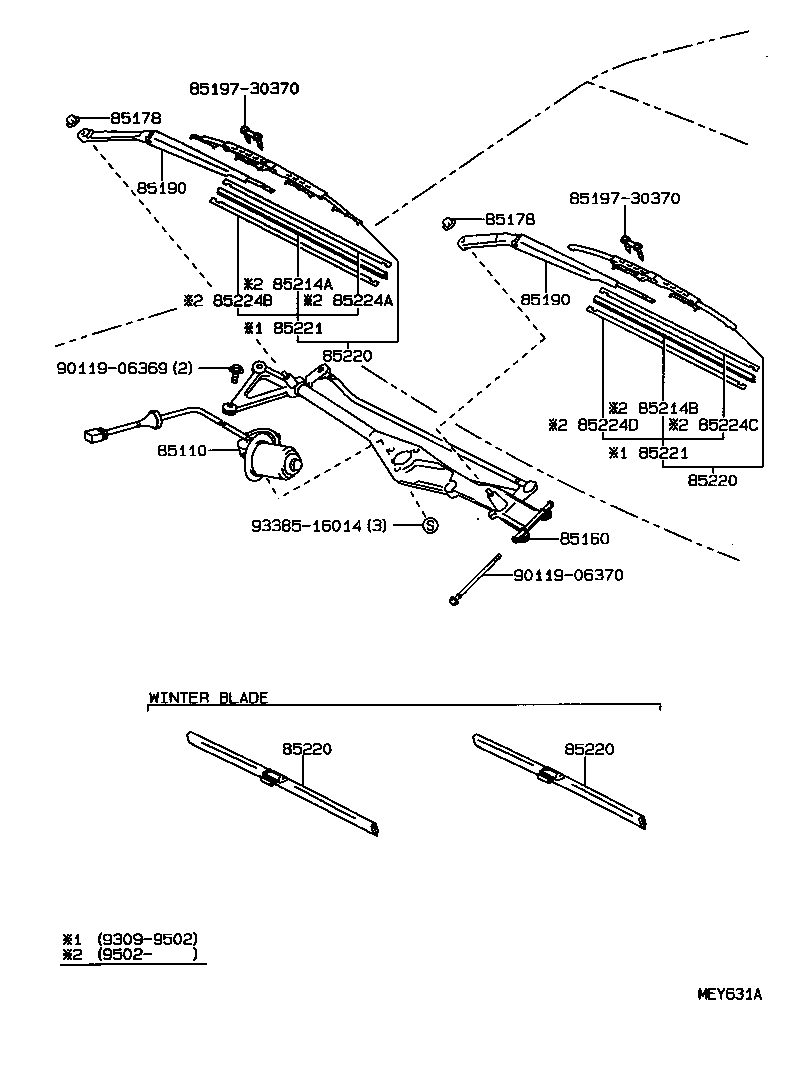 85212-30241 BLADE ASSY, WINDSHIELD WIPER product image