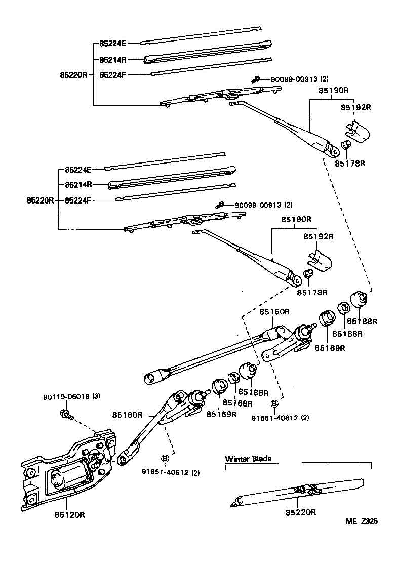 85170-23040 LINK ASSY, REAR WIPER product image