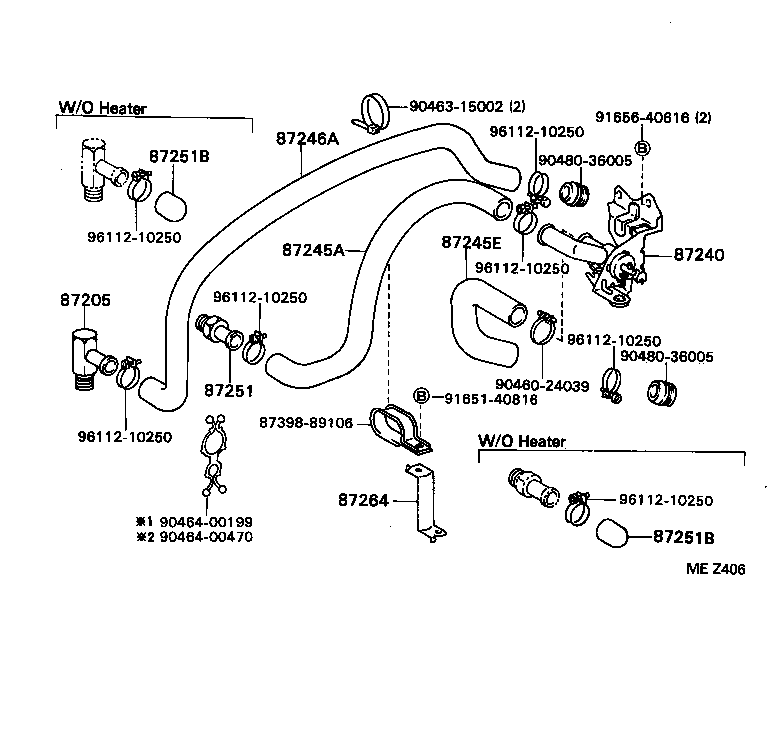 87245-89186 HOSE, REAR HEATER WATER OUTLET, E (TO ENGINE) product image