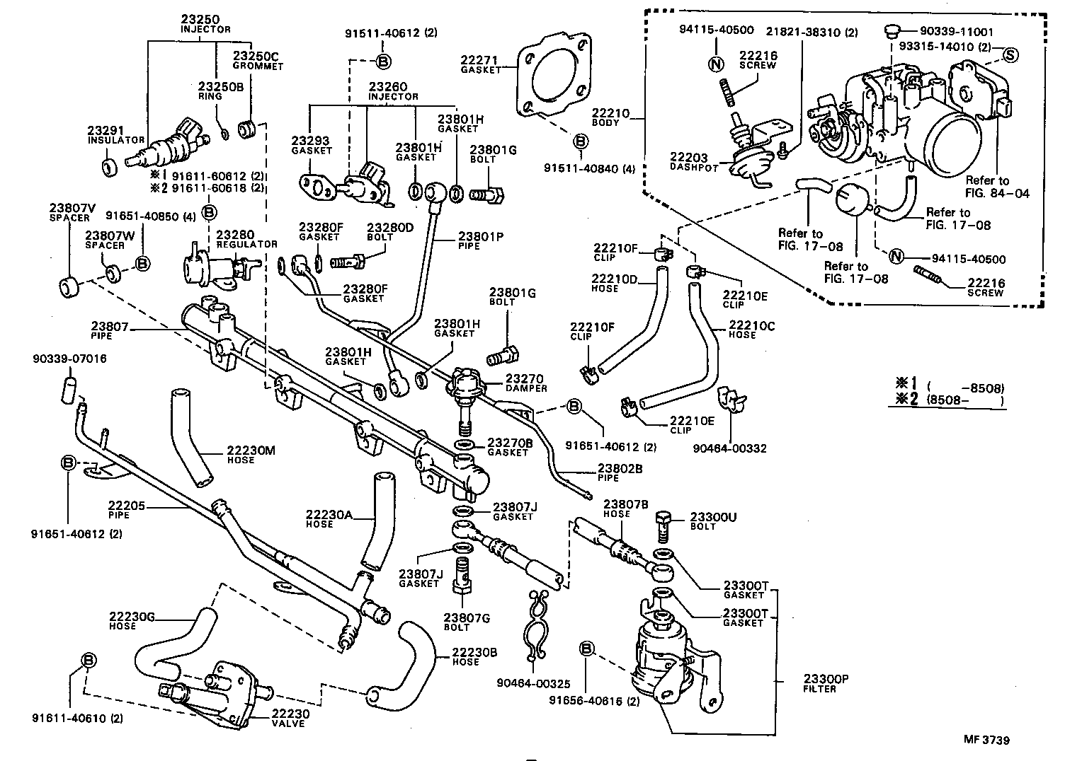 22234-74010 HOSE, AUXILIARY AIR VALVE, NO.2 product image