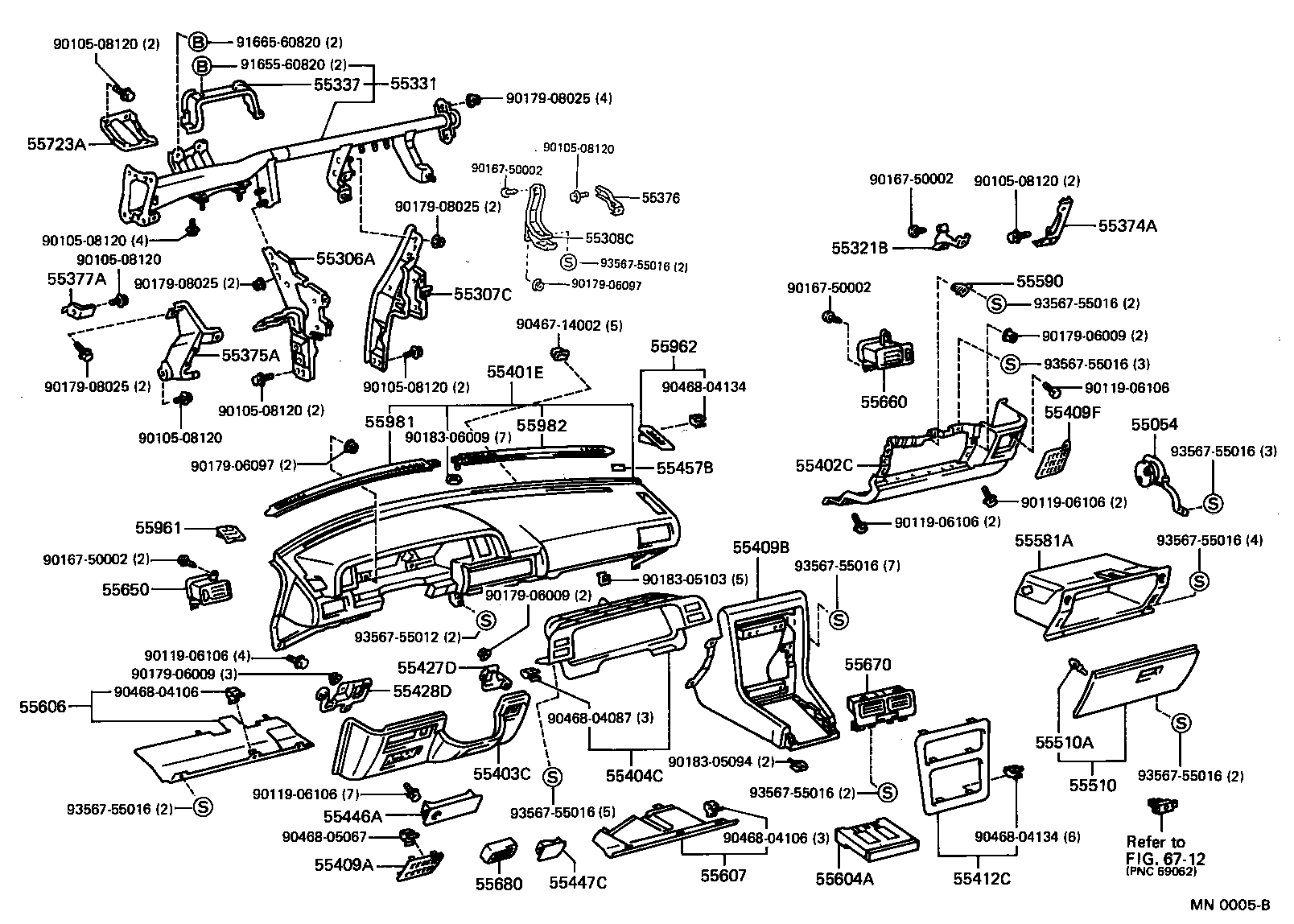 55054-32010 STOPPER SUB-ASSY, GLOVE COMPARTMENT DOOR product image