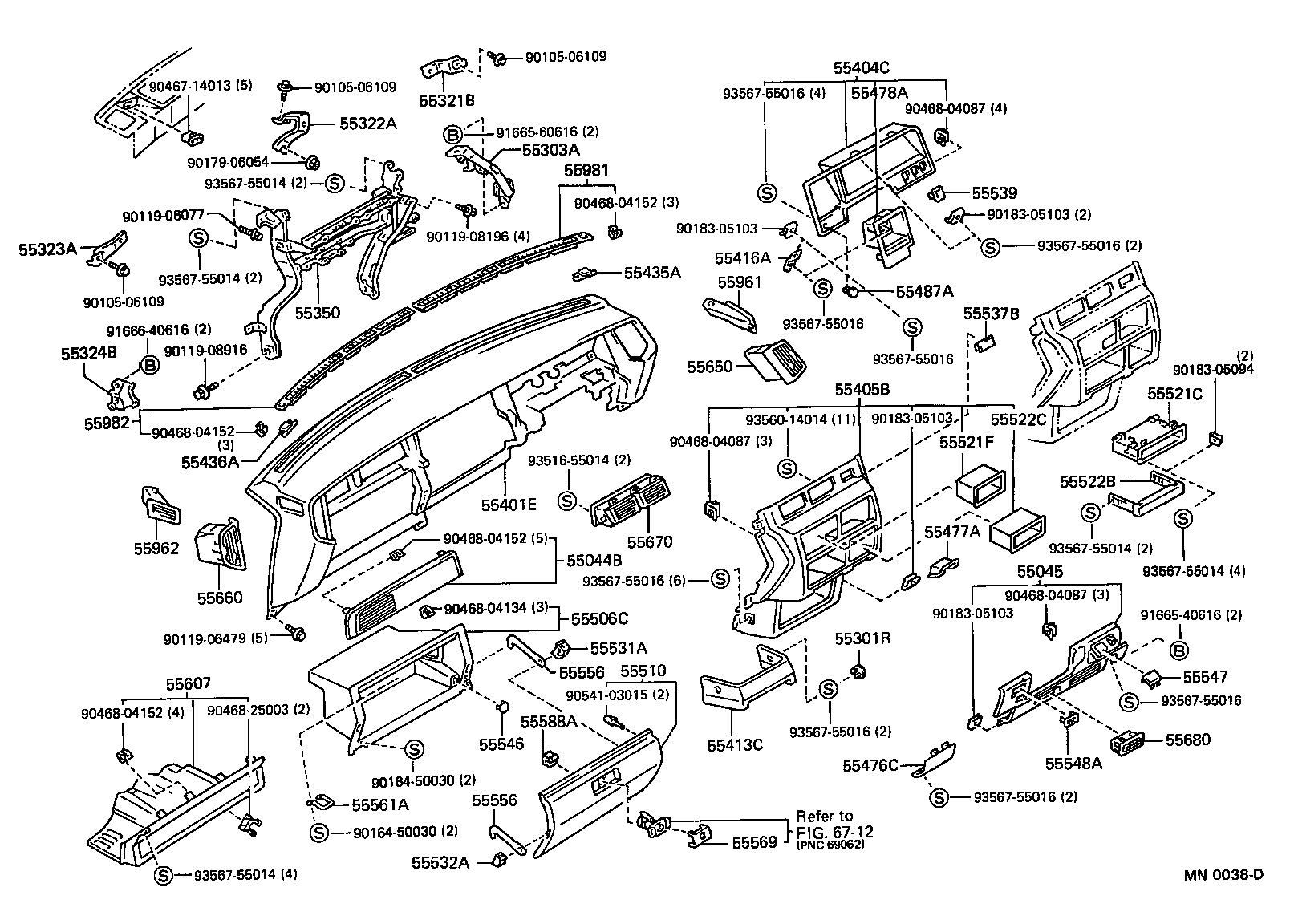 55044-30170 PANEL SUB-ASSY, INSTRUMENT PANEL FINISH, UPPER product image