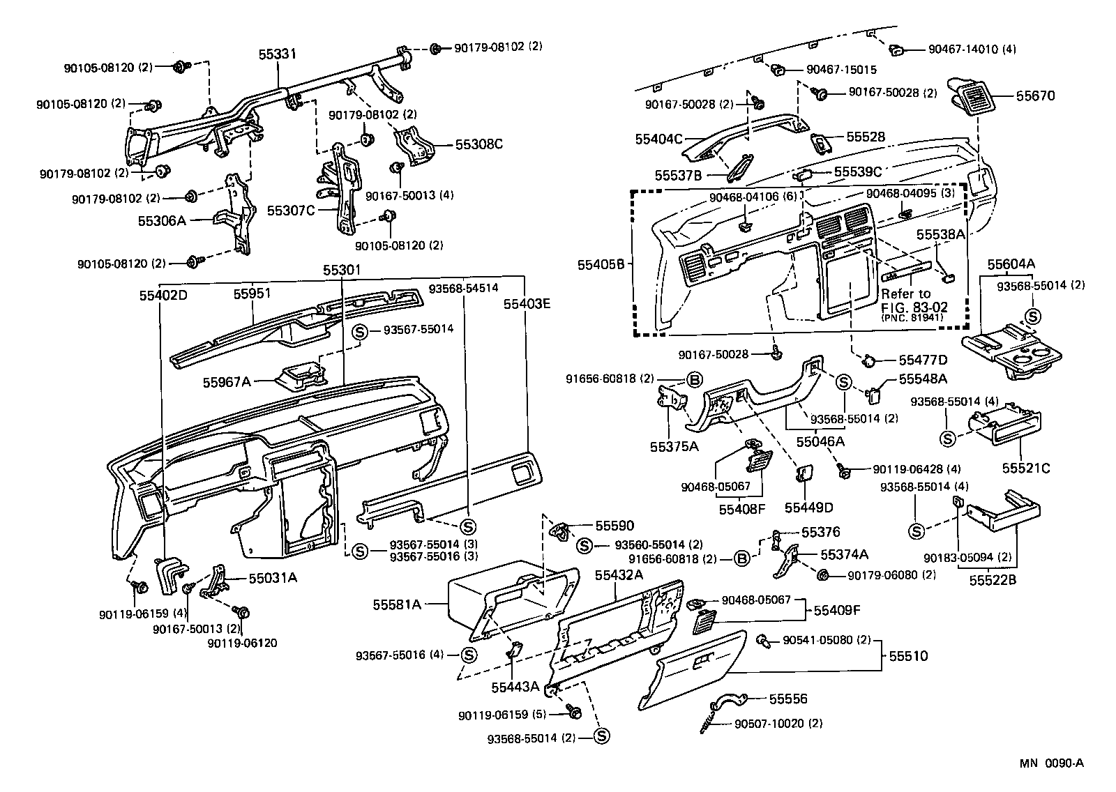 55306-16070 BRACE SUB-ASSY, INSTRUMENT PANEL, NO.1 product image