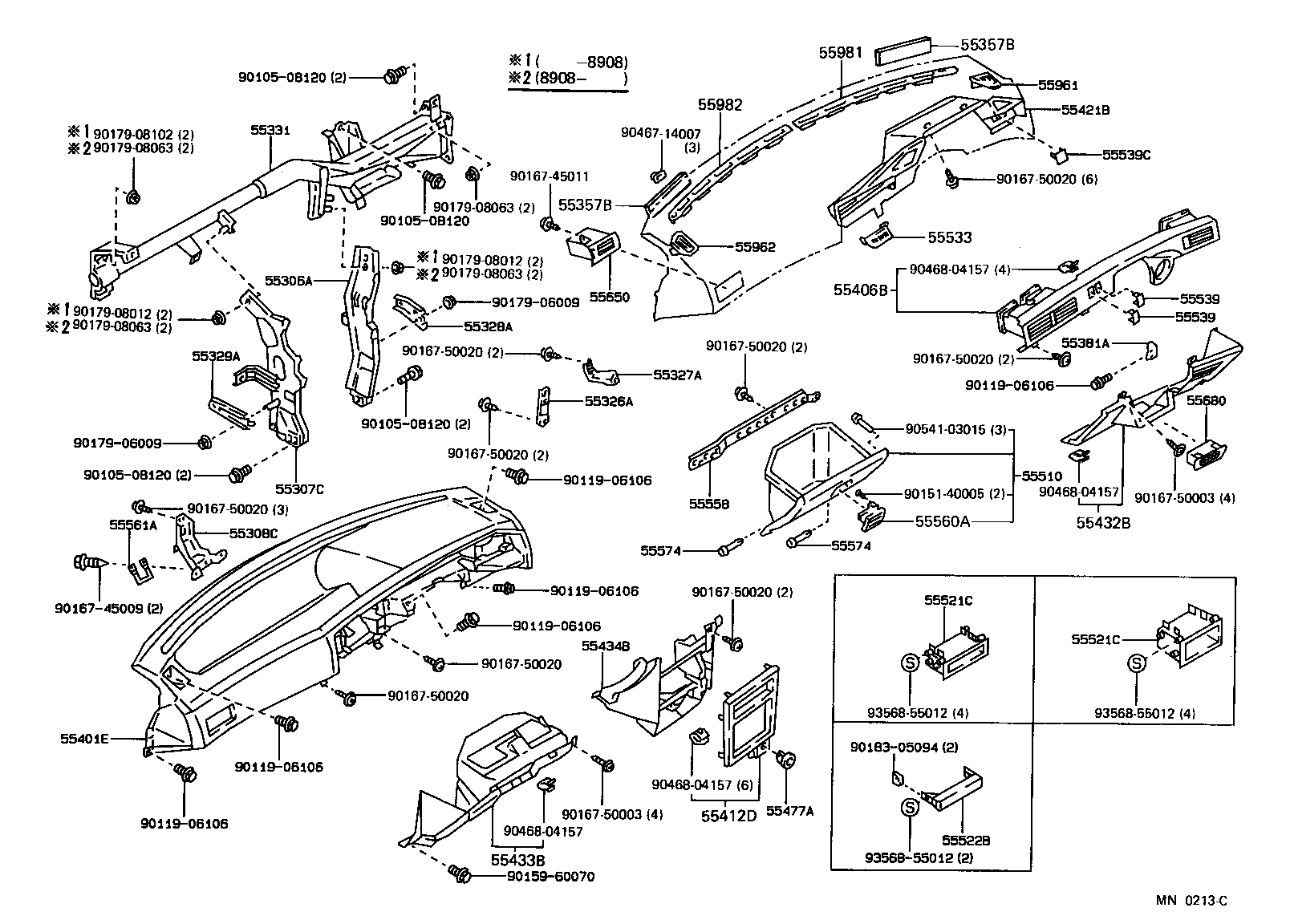 55306-12080 BRACE SUB-ASSY, INSTRUMENT PANEL, NO.1 product image