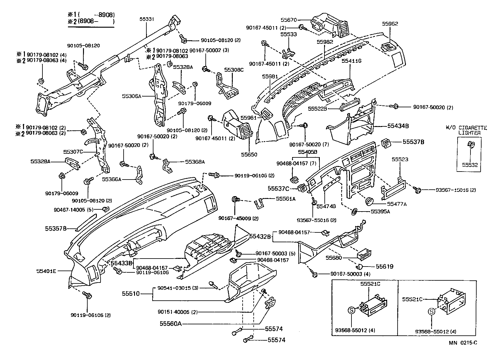 55306-12080 BRACE SUB-ASSY, INSTRUMENT PANEL, NO.1 product image