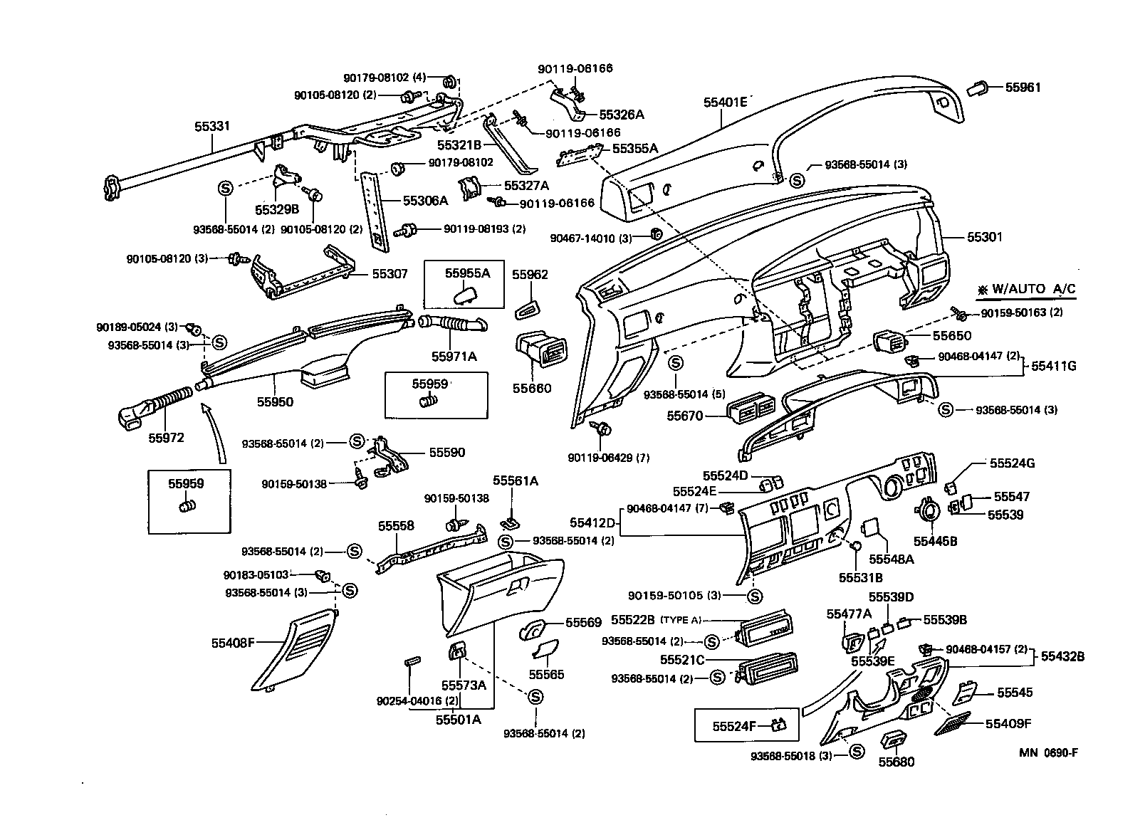55306-60040 BRACE SUB-ASSY, INSTRUMENT PANEL, NO.1 product image