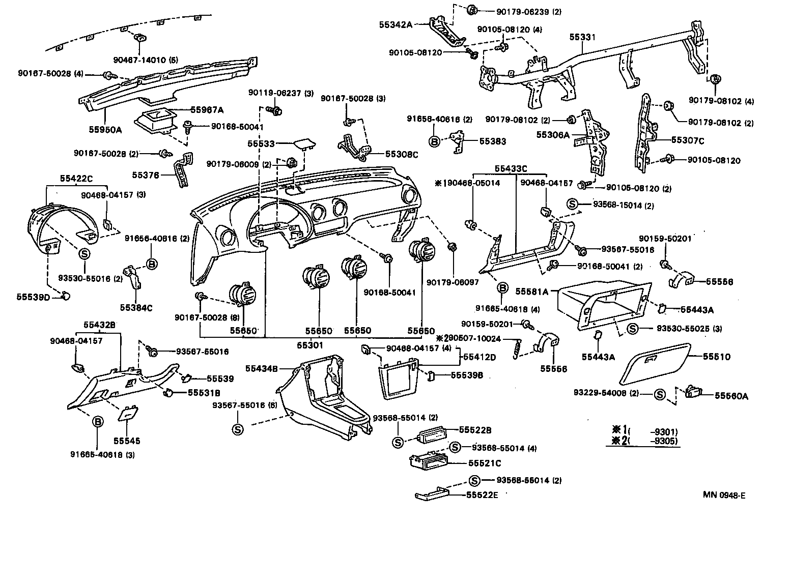 55306-16080 BRACE SUB-ASSY, INSTRUMENT PANEL, NO.1 product image