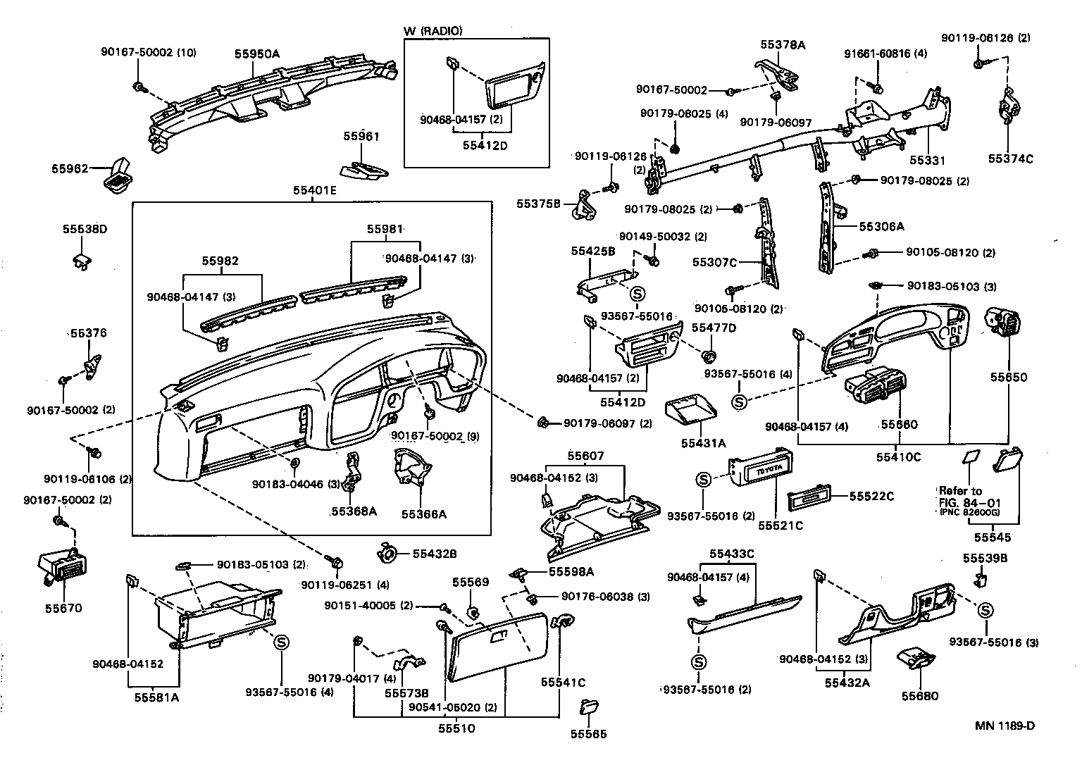 55374-06010 BRACKET, INSTRUMENT PANEL LOWER MOUNTING, NO.1 product image