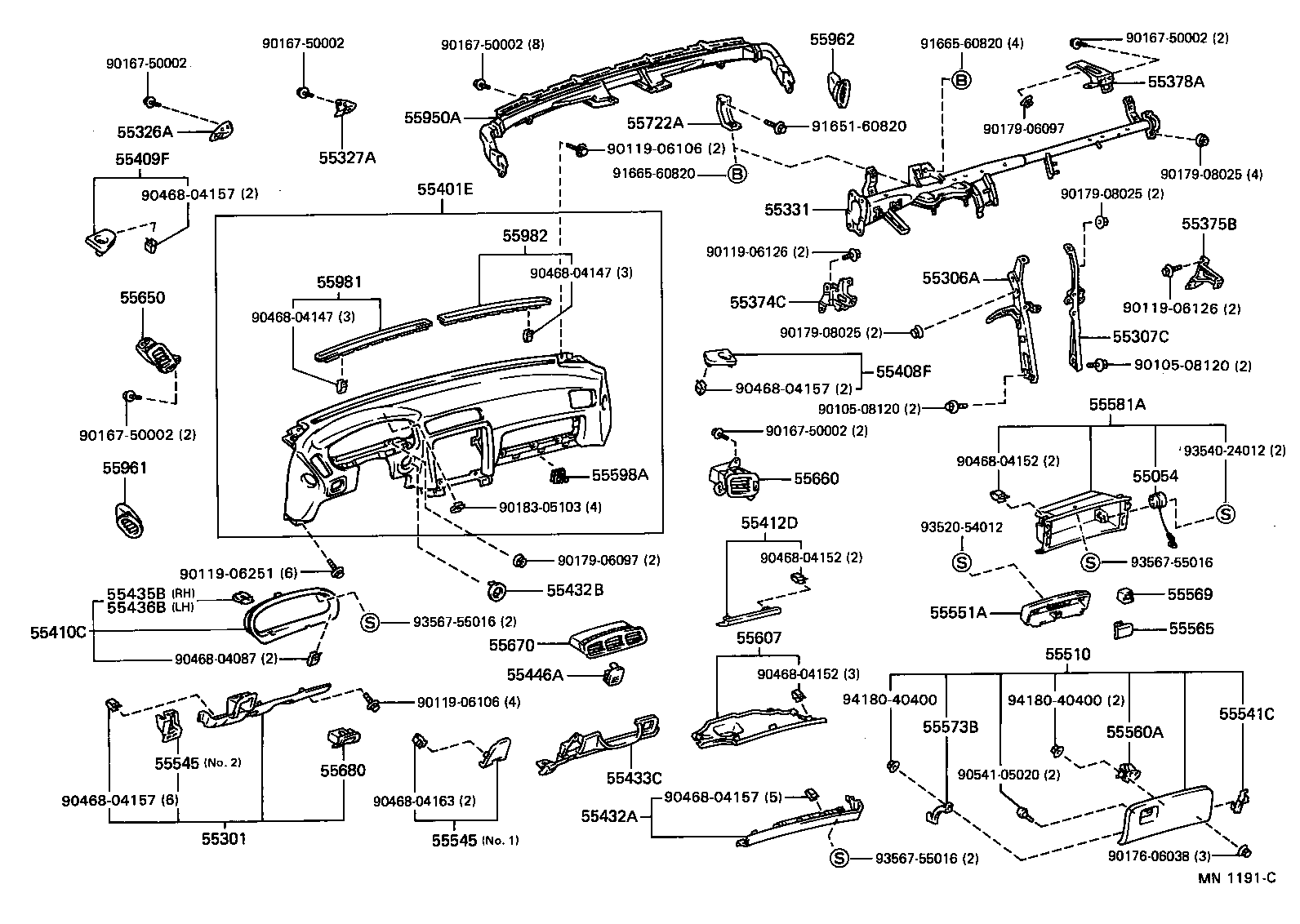 55054-33010 STOPPER SUB-ASSY, GLOVE COMPARTMENT DOOR product image