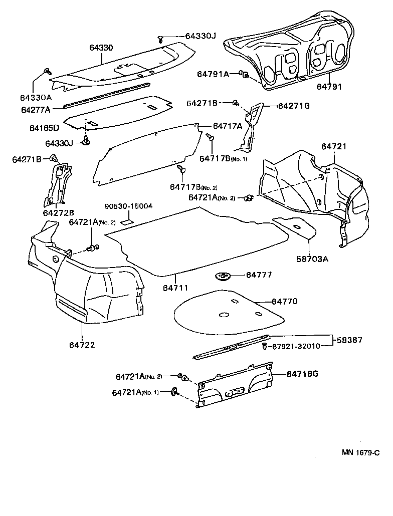 90467-07090-B0 CLIP(FOR PACKAGE TRAY TRIM PANEL) product image
