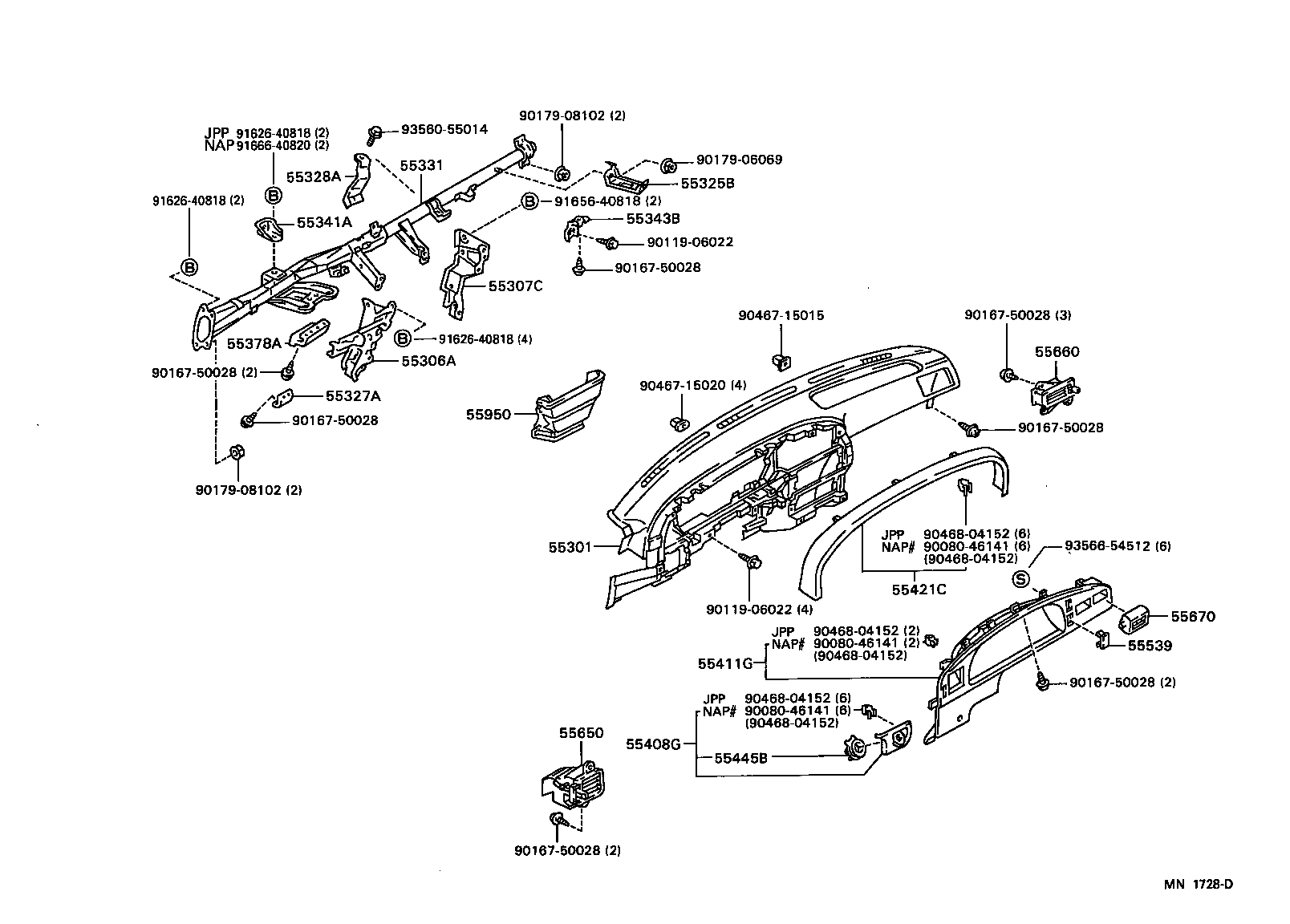 55306-04010 BRACE SUB-ASSY, INSTRUMENT PANEL, NO.1 product image
