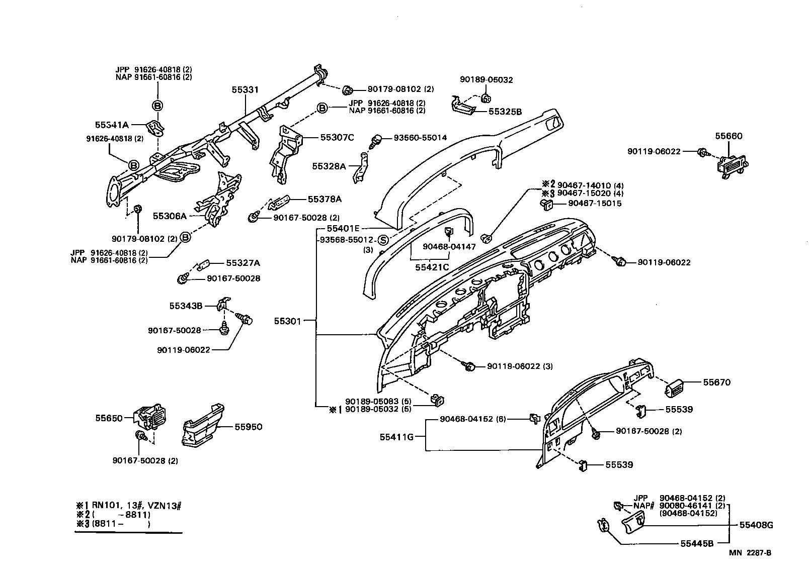 55306-04010 BRACE SUB-ASSY, INSTRUMENT PANEL, NO.1 product image