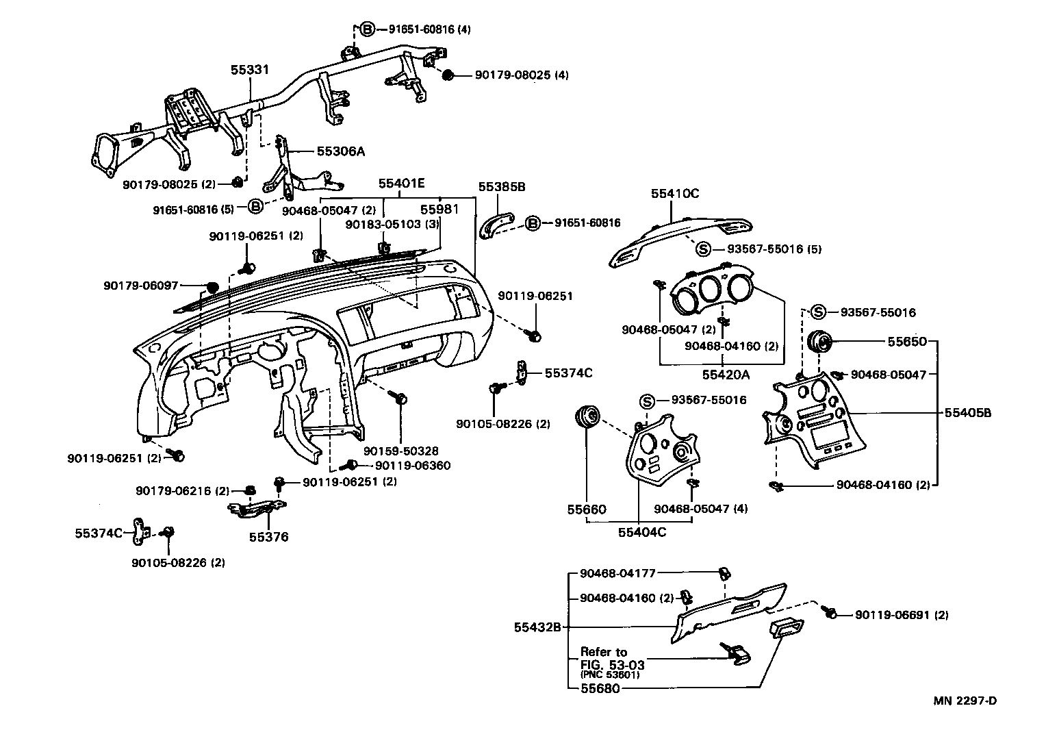 55405-14150 PANEL SUB-ASSY, INSTRUMENT CLUSTER FINISH, CENTER product image