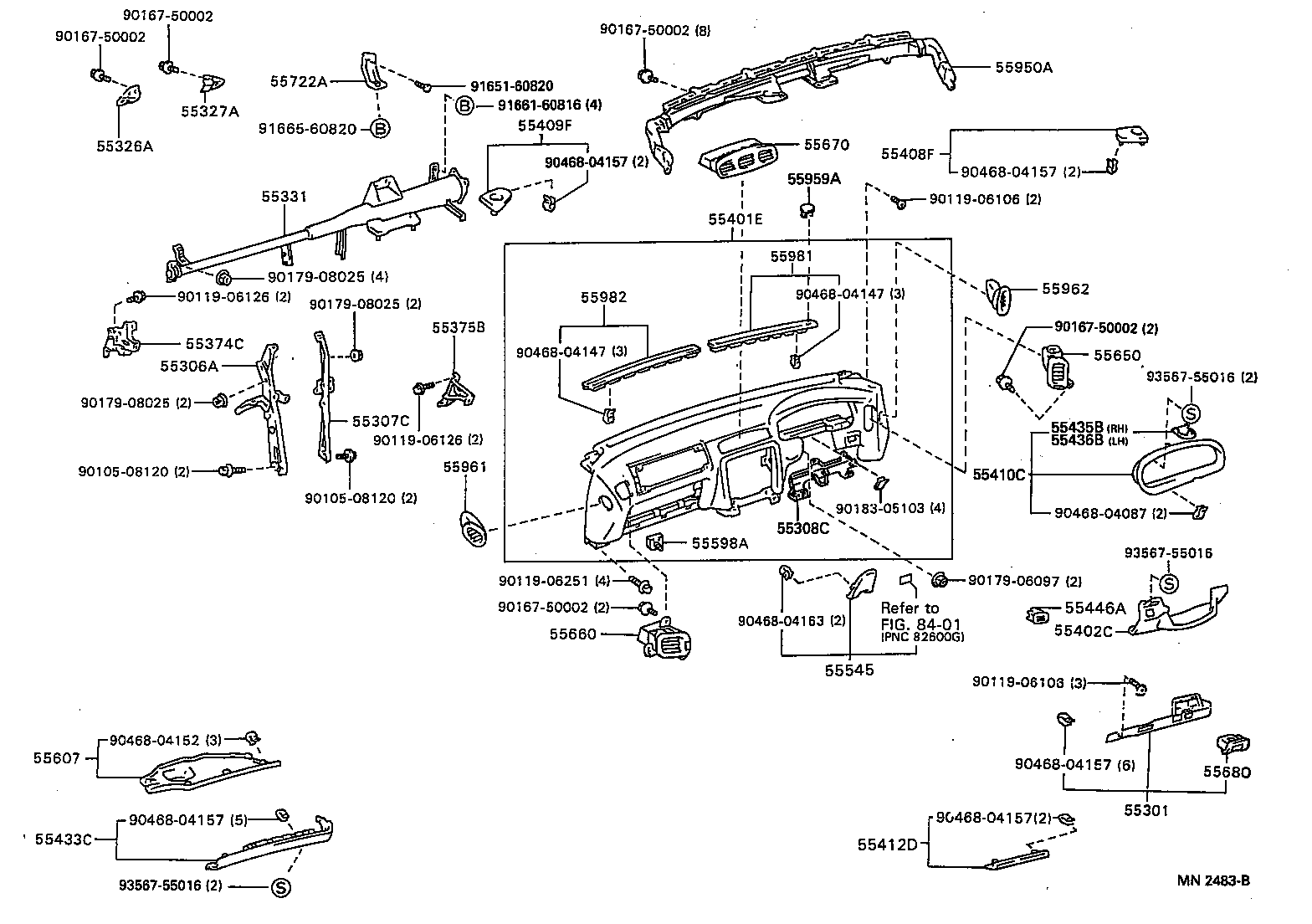 55307-33040 BRACE SUB-ASSY, INSTRUMENT PANEL, NO.2 product image