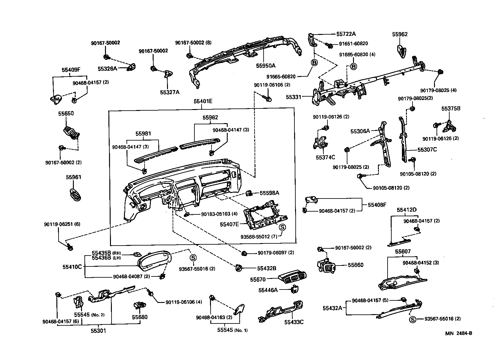 55054-33010 STOPPER SUB-ASSY, GLOVE COMPARTMENT DOOR product image