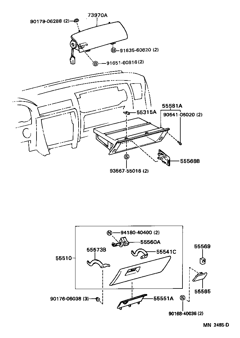 55054-33010 STOPPER SUB-ASSY, GLOVE COMPARTMENT DOOR product image
