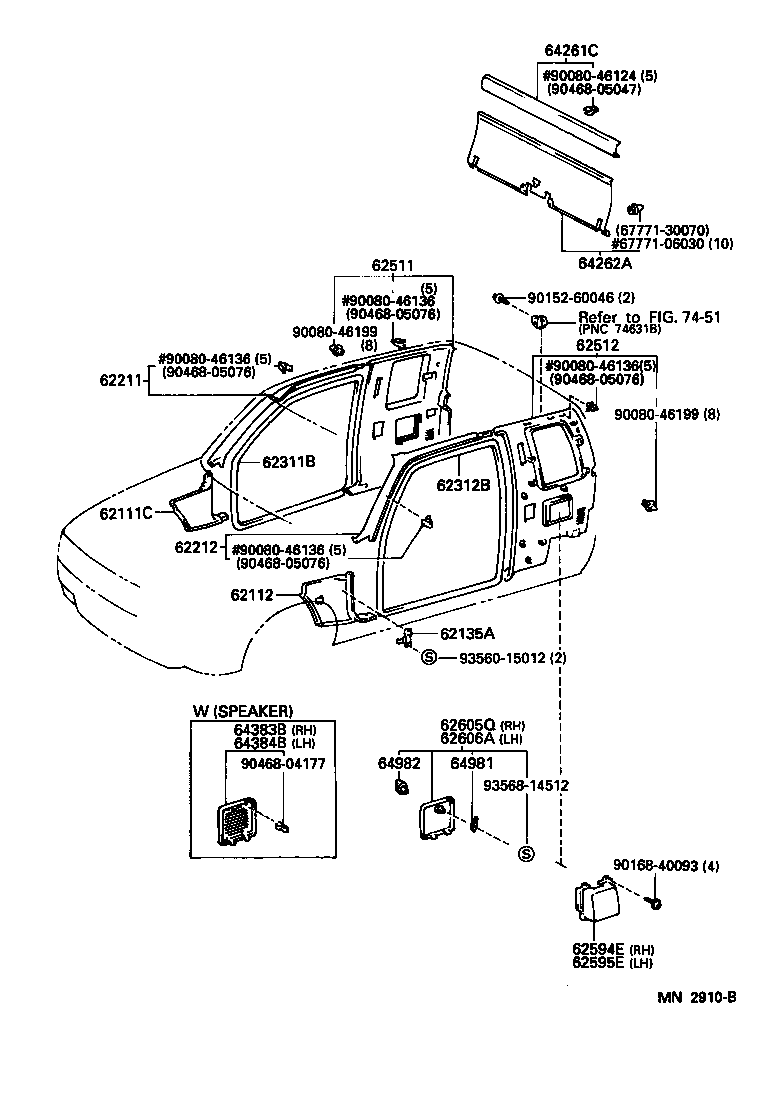 62331-04010 WEATHERSTRIP, REAR DOOR OPENING TRIM, RH product image