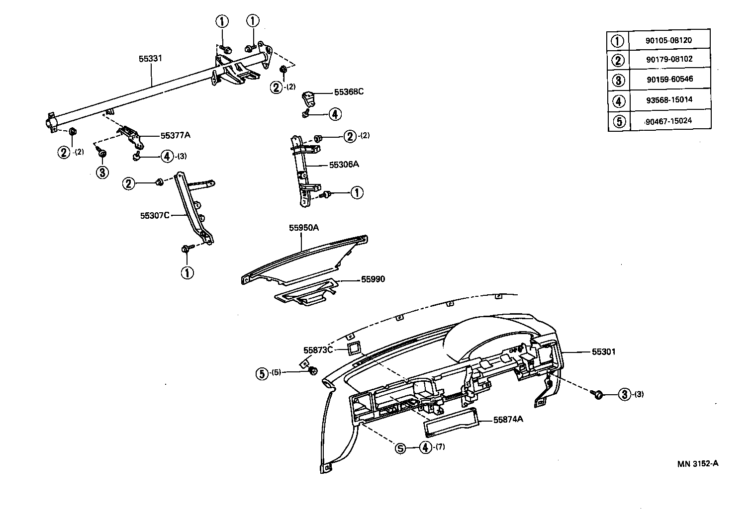 55306-12230 BRACE SUB-ASSY, INSTRUMENT PANEL, NO.1 product image