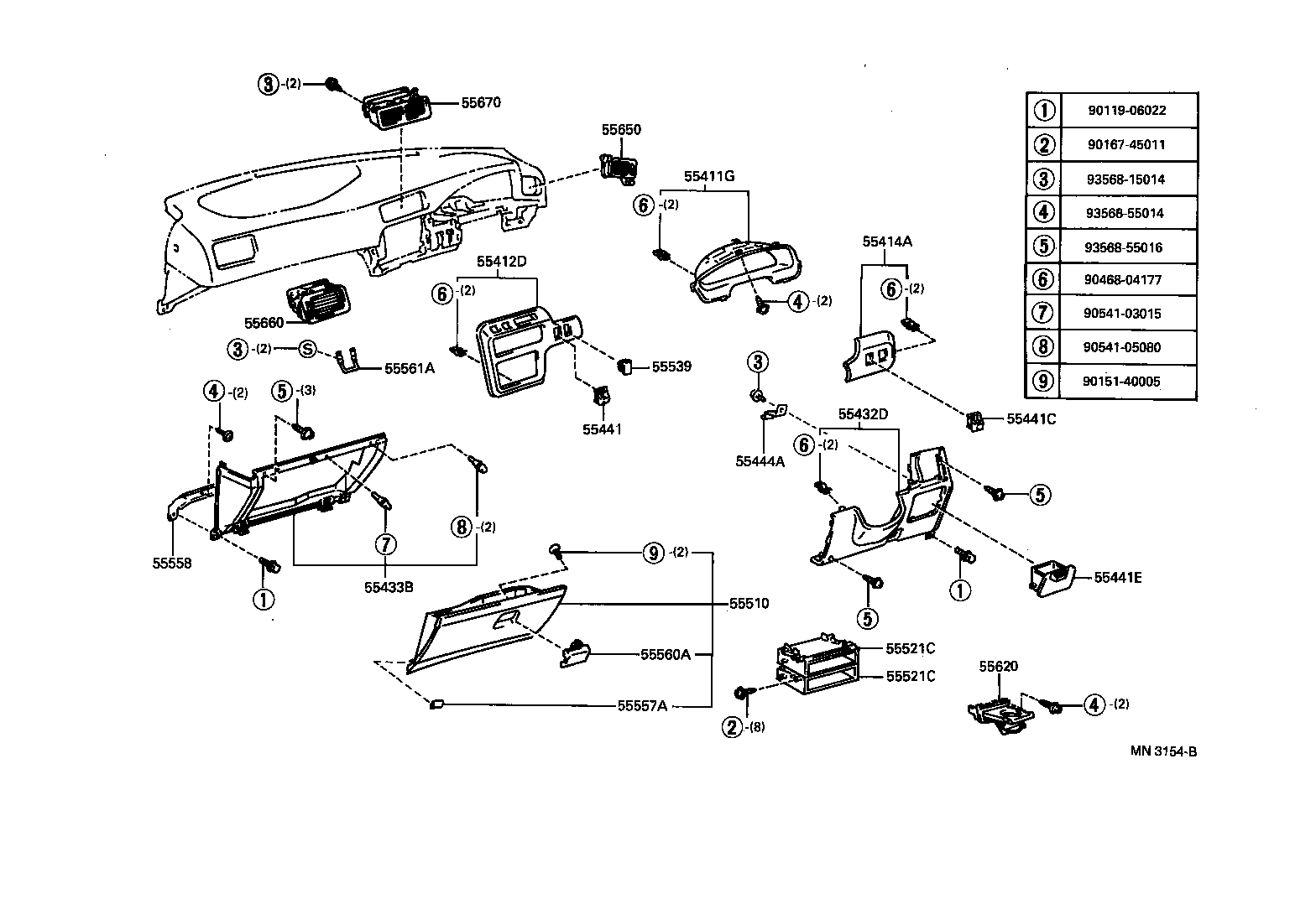 55306-12250 BRACE SUB-ASSY, INSTRUMENT PANEL, NO.1 product image