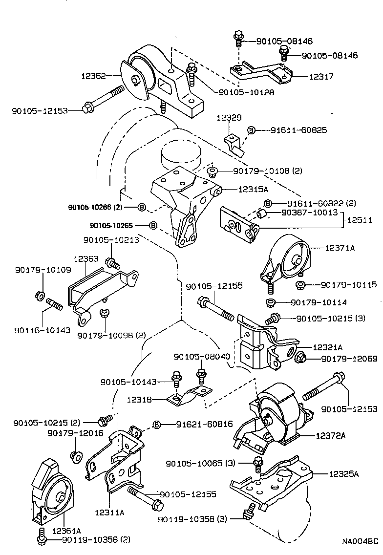 12372-16100 INSULATOR, ENGINE MOUNTING, LH(FOR TRANSVERSE ENGINE) product image