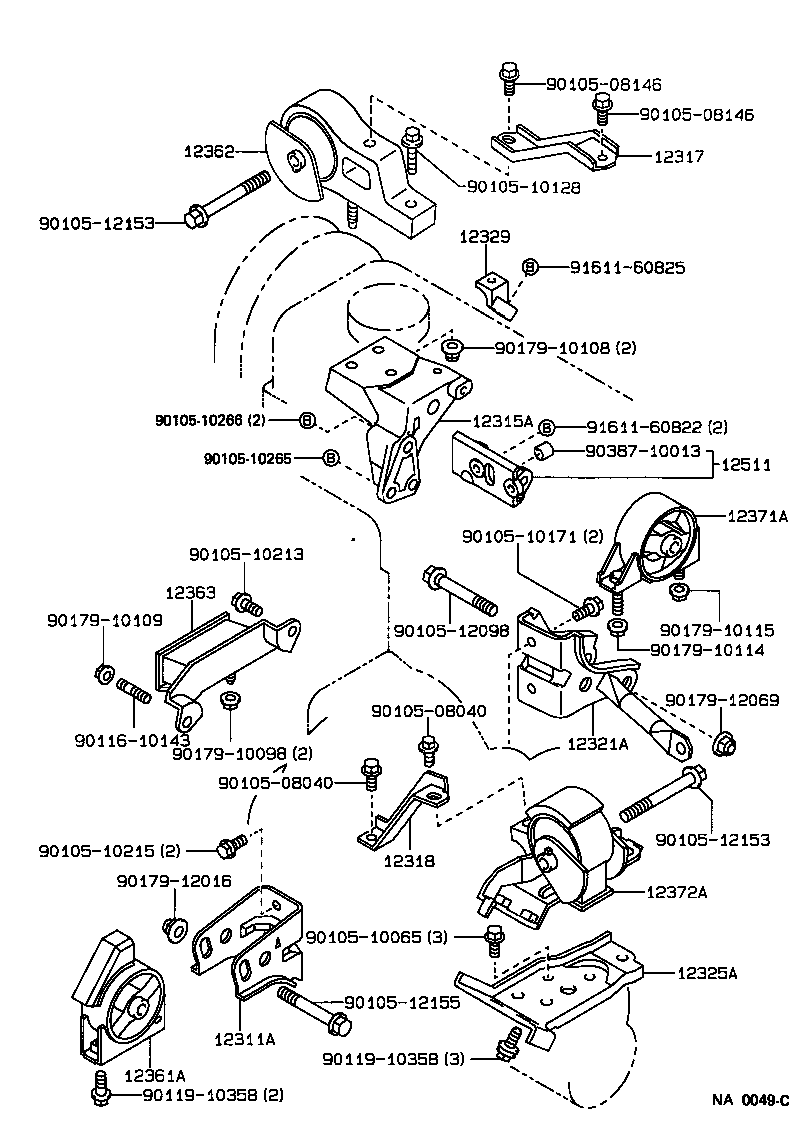 12372-16100 INSULATOR, ENGINE MOUNTING, LH(FOR TRANSVERSE ENGINE) product image