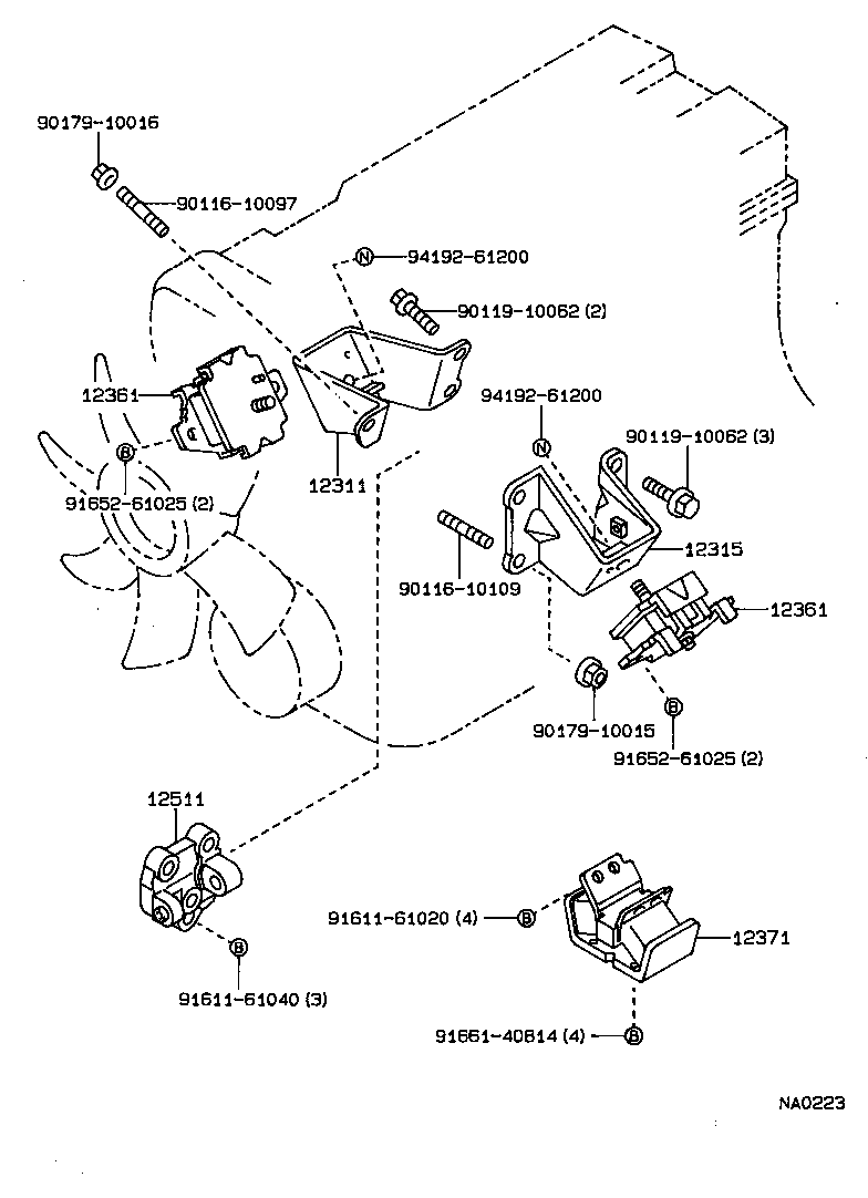 12361-73030 INSULATOR, ENGINE MOUNTING, FRONT product image