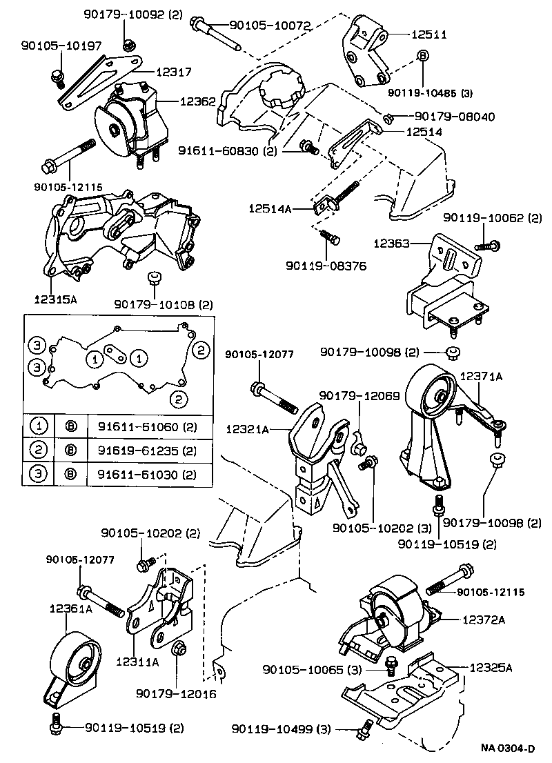 12372-15150 INSULATOR, ENGINE MOUNTING, LH(FOR TRANSVERSE ENGINE) product image