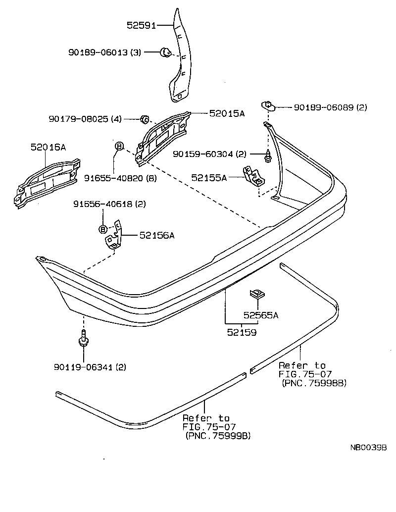 52181-12380 ARM SUB-ASSY, REAR BUMPER, RH product image