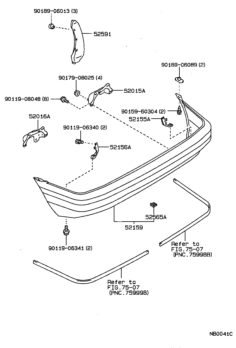 52181-12380 ARM SUB-ASSY, REAR BUMPER, RH product image