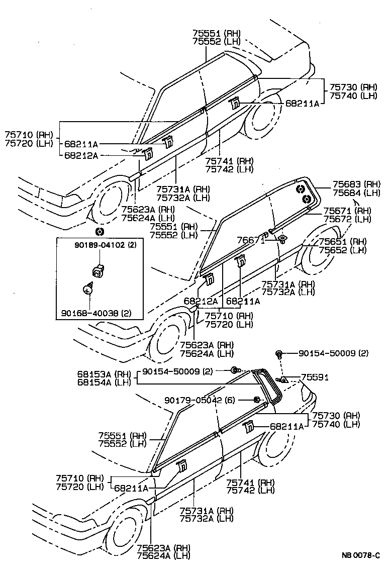 75710-12480 MOULDING ASSY, FRONT DOOR BELT, RH product image