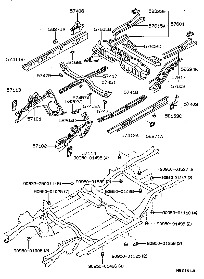 57488-12030 REINFORCEMENT, FLOOR SIDE MEMBER, NO.2 RH product image