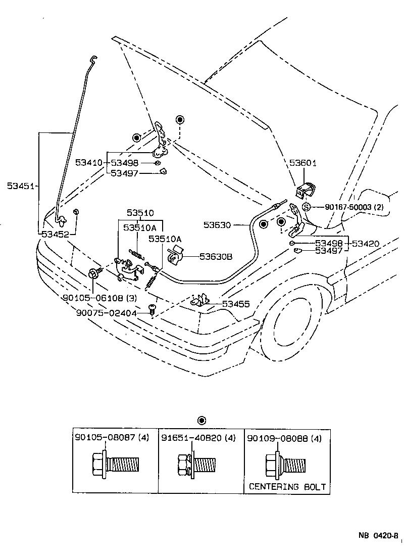 53630-01020 CABLE ASSY, HOOD LOCK CONTROL product image