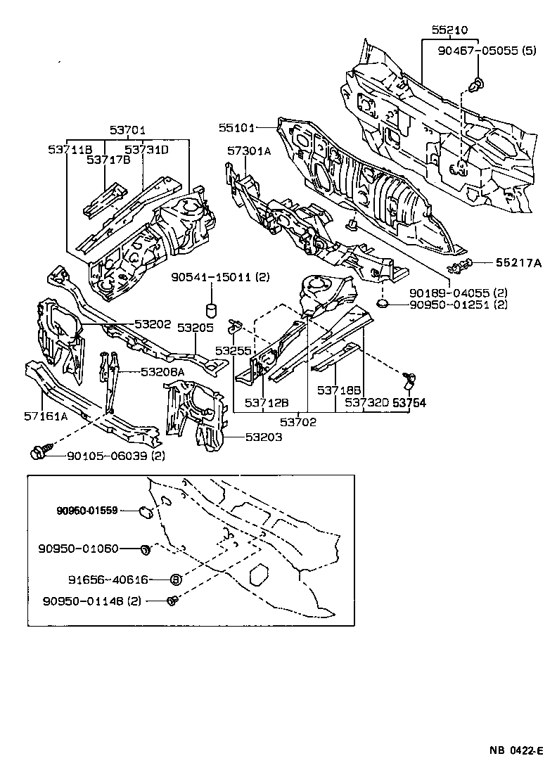 53731-12140 MEMBER, FRONT APRON TO COWL SIDE, UPPER RH product image