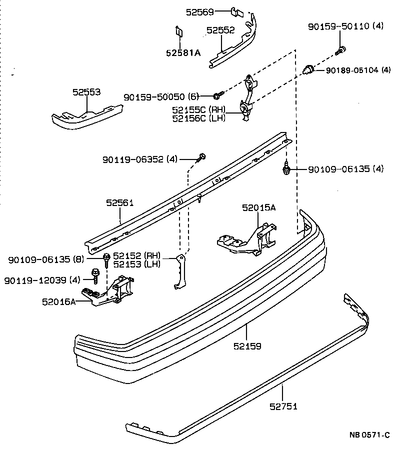 52159-20640-04 COVER, REAR BUMPER product image