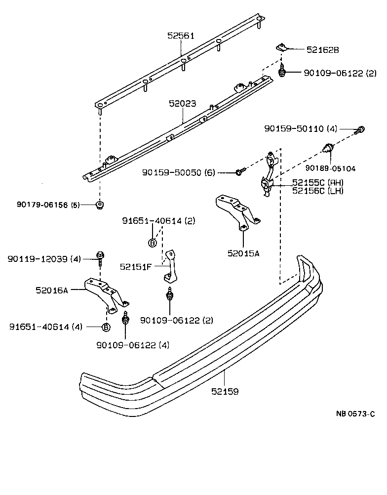 52015-20190 ARM SUB-ASSY, REAR BUMPER, RH product image